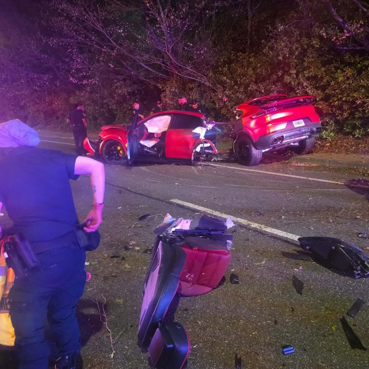 Porsche Cayenne kazasında parçalanan SUV detay görüntüsü